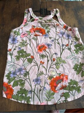 Express Pink Floral Halter Camisole with Orange and Lavender Blooms